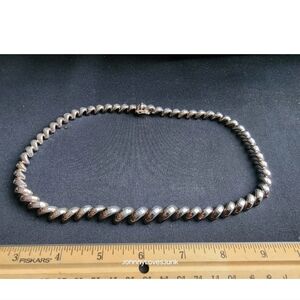 Vintage Italian Sterling Silver "Macaroni" Style Necklace Marked/Tested+